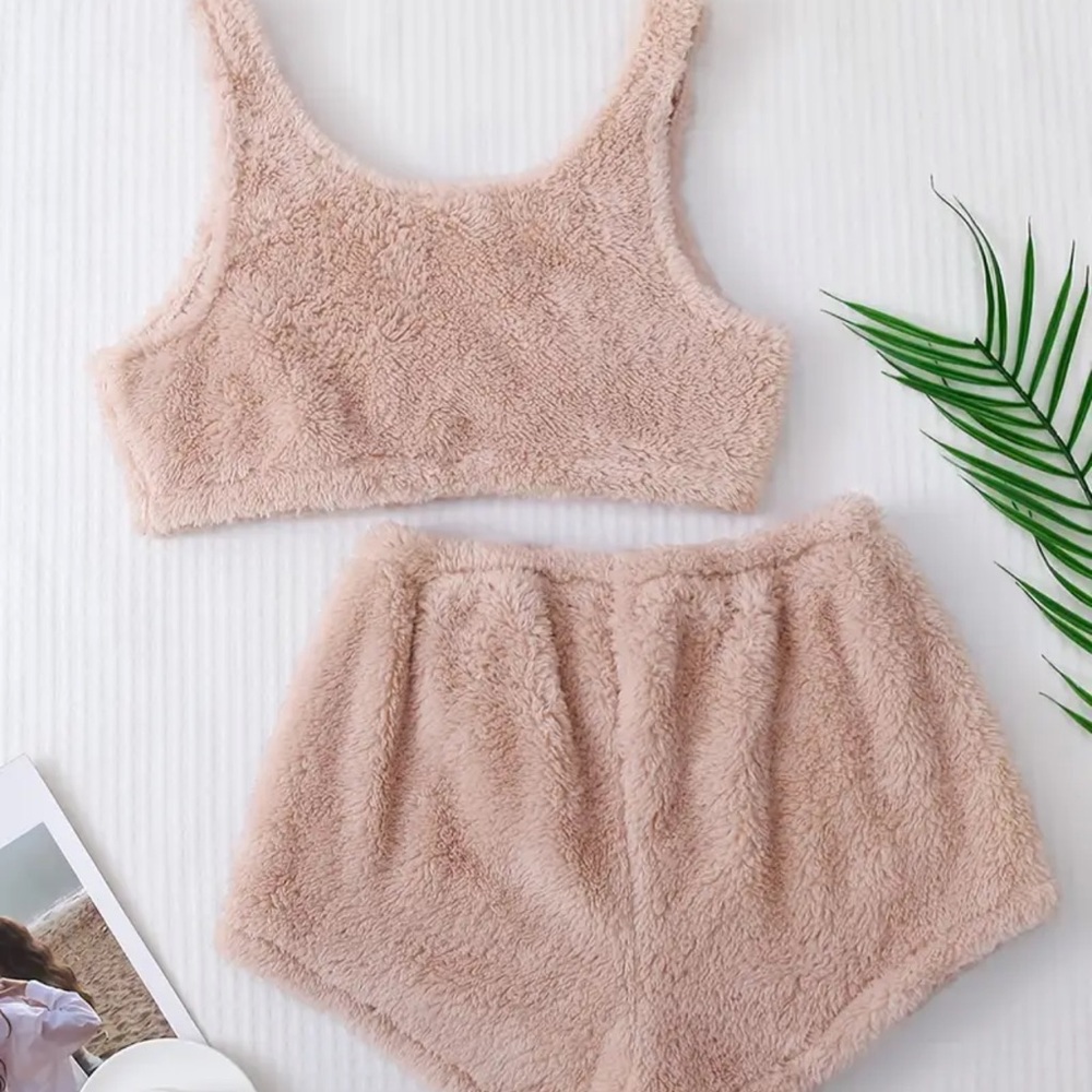 Cozy Tan Fuzzy Sleepwear Set